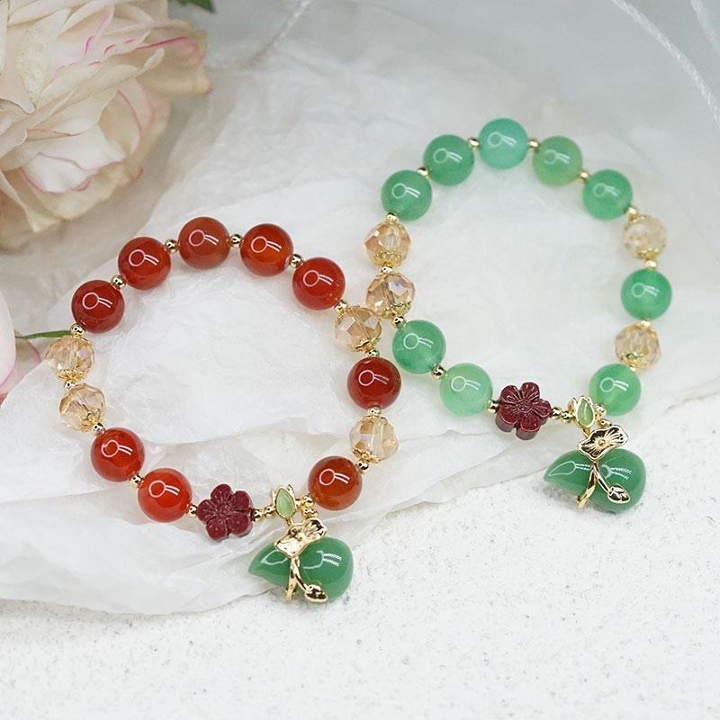 Pulsera de confianza con cuentas de flor de cinabrio de calabaza de ágata roja Natural con Buddha Stones