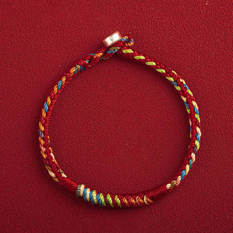 Pulsera multicolor con Buddha Stones "Que estés seguro y afortunado en el próximo año" - Hilo rojo de cinco colores - 19 cm - Hebilla de plata 925 - image 12