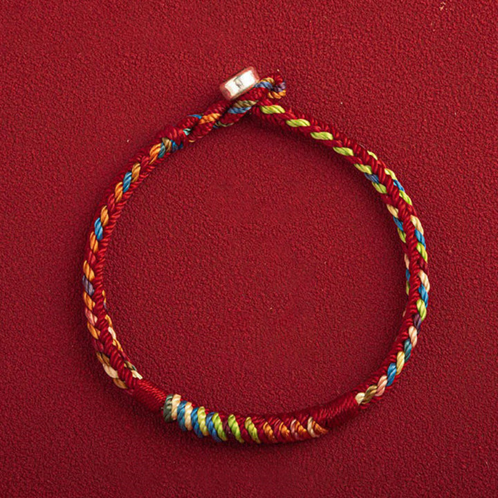 Pulsera multicolor con Buddha Stones "Que estés seguro y afortunado en el próximo año" - Hilo rojo de cinco colores - 19 cm - Hebilla de plata 925 - image 12