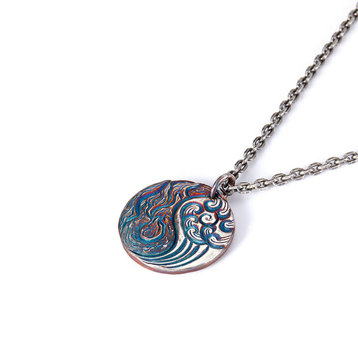 Collar con colgante de equilibrio de agua y fuego Yin Yang de plata de ley 990 con Buddha Stones - image 7