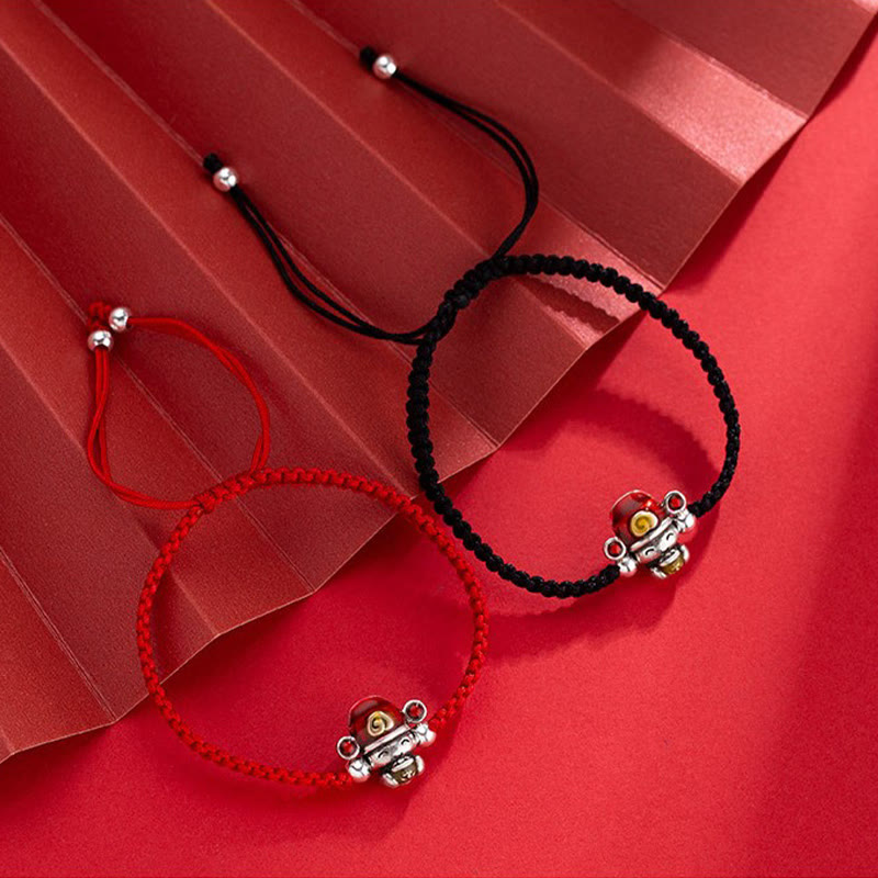 Pulsera trenzada de fuerza de la suerte, hilo hecho a mano, Dios de la riqueza , Buddha Stones