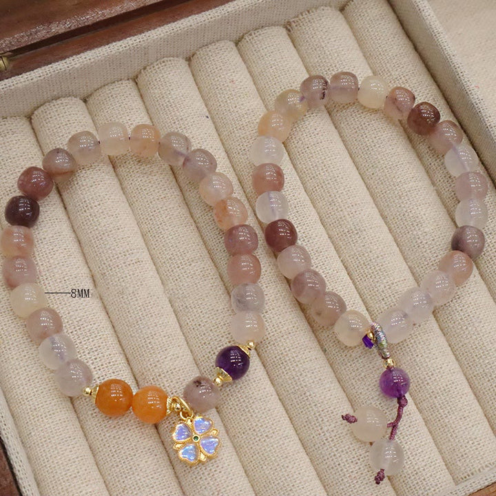 Pulsera de la riqueza del encanto del grano de la flor violeta del jade de la seda dorada púrpura natural de las Buddha Stones