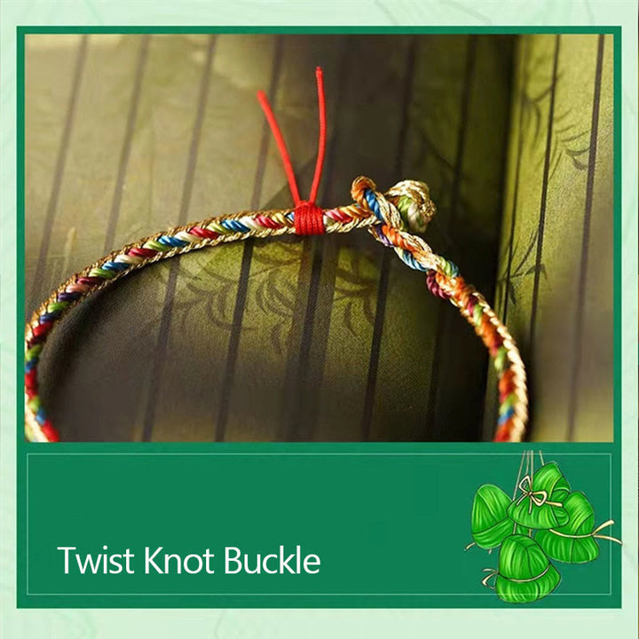Pulsera trenzada hecha a mano con diseño de personaje Fu Zongzi de plata de ley 925 con Buddha Stones
