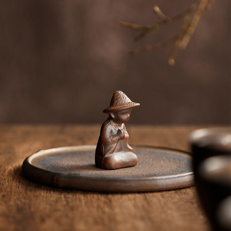 Quemador de incienso de curación espiritual de cerámica para meditación de personas pequeñas