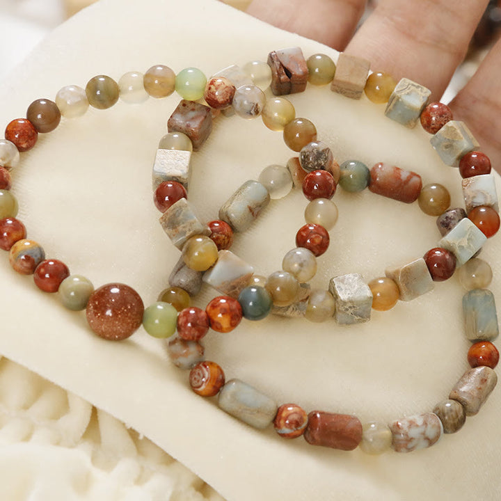 Pulsera de protección de ágata jaspe de sedimento marino de piedra natural de Buddha Stones