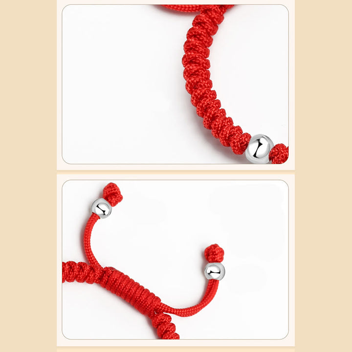 Pulsera para niños trenzada hecha a mano con Buddha Stones , Plata de Ley 925, nudo King Kong, hilo rojo multicolor