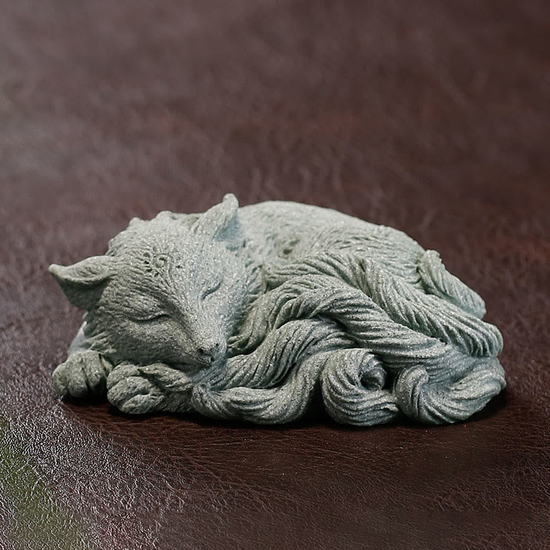 Buddha Stones pequeñas de nueve colas, protección de zorro, decoración para el hogar, té, mascota