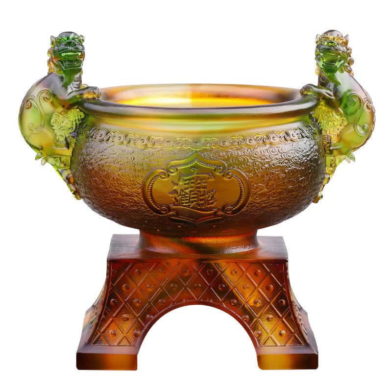 Hecho a mano Liuli Crystal PiXiu Treasure Bowl Art Piece Decoración del hogar - image 8