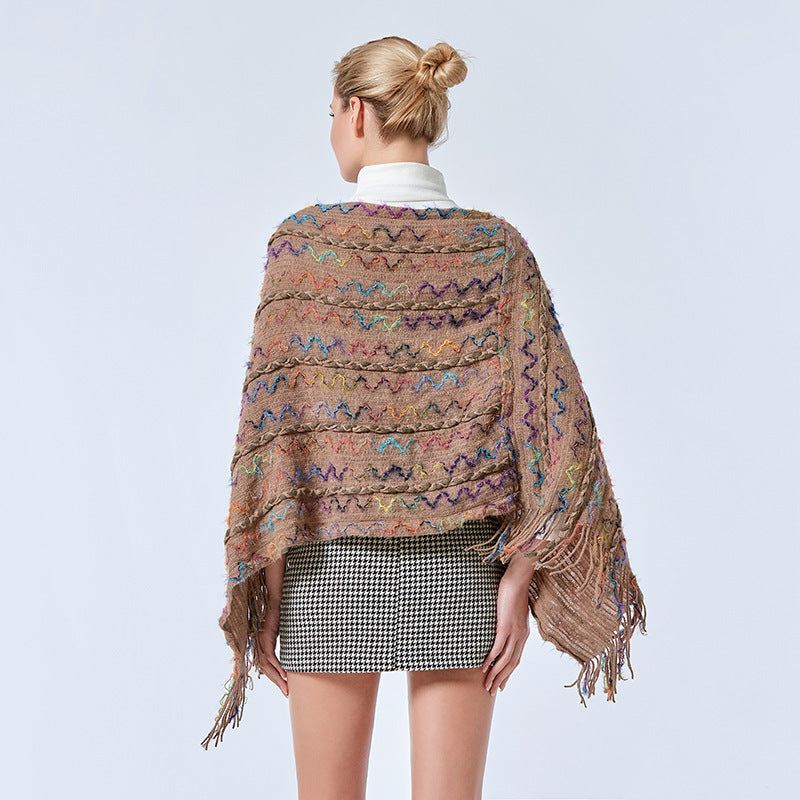 Buddha Stones tibetano colorido chal a rayas borlas jersey invierno acogedor viaje bufanda abrigo