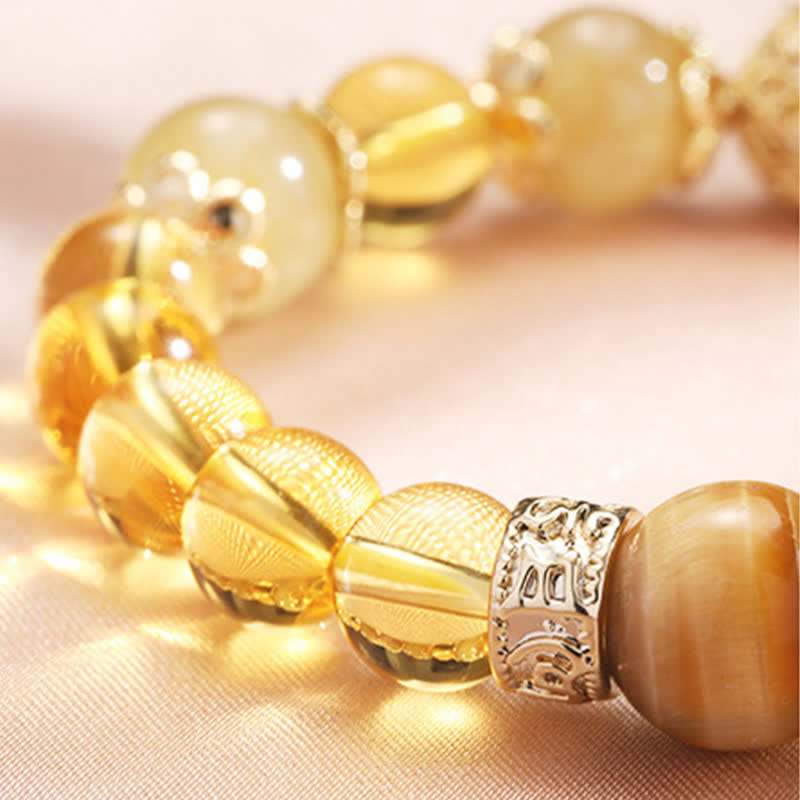 Pulsera con cuentas de prosperidad y generosidad de citrino con Buddha Stones