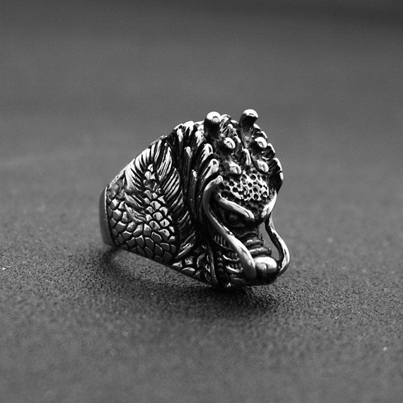 Anillo de acero de titanio Dragon Balance