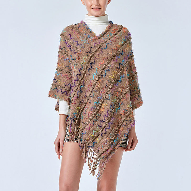 Buddha Stones tibetano colorido chal a rayas borlas jersey invierno acogedor viaje bufanda abrigo