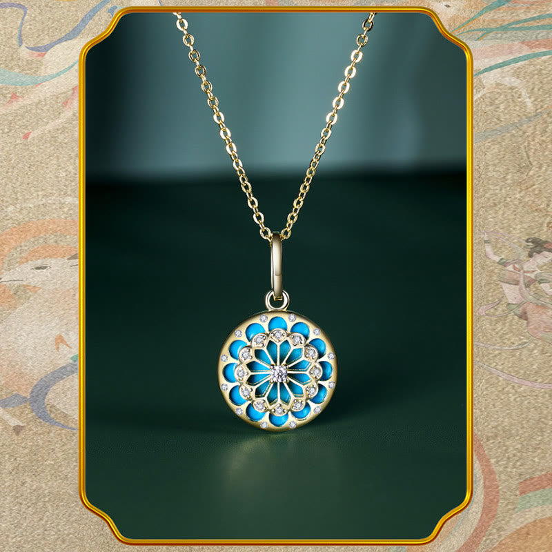Colgante de plata de ley 925 con Buddha Stones , redondo, turquesa, circonita, protección, fuerza
