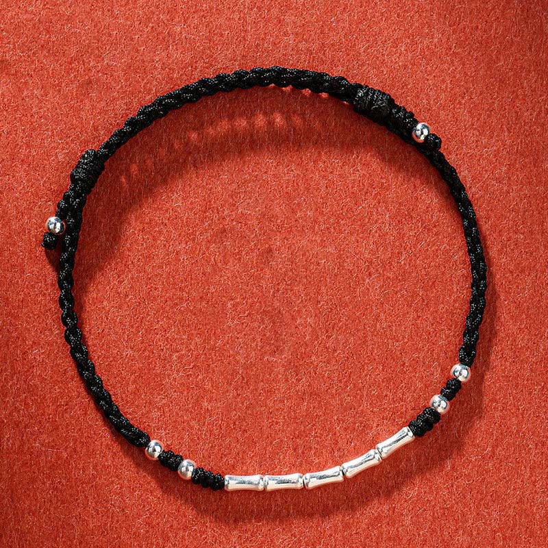 Pulsera de cuerda trenzada de protección de bambú multicolor hecha a mano con Buddha Stones Tíbet