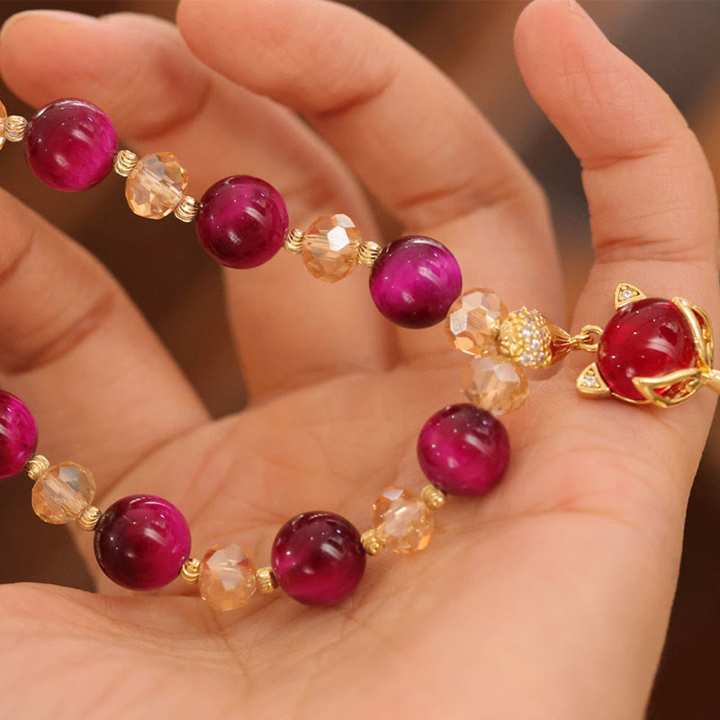 Pulsera de confianza en uno mismo con protección de zorro PiXiu y ojo de tigre rojo de Buddha Stones - image 5