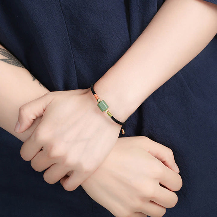 Pulsera de cuerda trenzada hecha a mano con Buddha Stones, Aventurina verde, piedra roja, malaquita, protección de la suerte, Tíbet