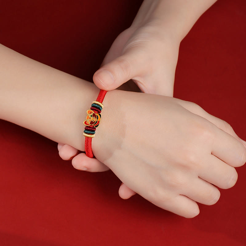 Pulsera roja trenzada de la suerte del zodíaco chino, hecha a mano, de Plata de Ley 925 con Buddha Stones , Año del Dragón