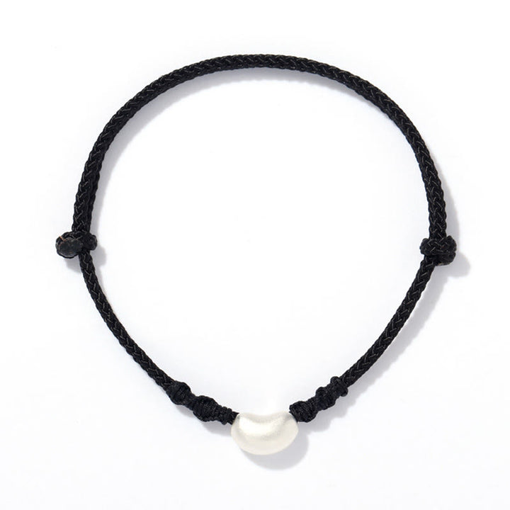 Pulsera trenzada hecha a mano con diseño de frijol de plata de ley 999 con Buddha Stones