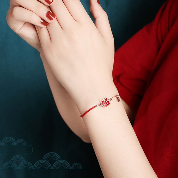 Pulsera de cadena de hilo rojo con Buddha Stones , Plata de Ley 925, que cambia de color, protección de la suerte del zodiaco chino - image 12