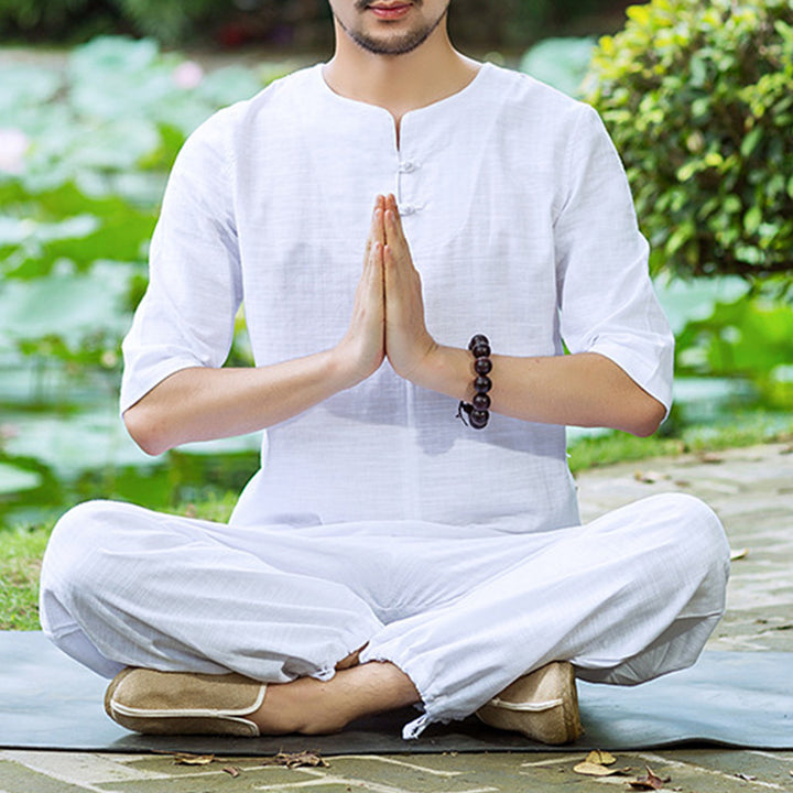 Conjunto de uniforme para hombre, ropa de práctica Zen espiritual, meditación , Buddha Stones - Blanco - US/UK/AU42，EU52 (2XL)  - image 0