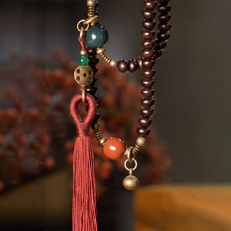 Buddha Stones 108 cuentas de Mala Natural Tíbet púrpura semilla de Bodhi pulsera auspiciosa
