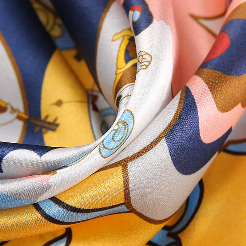 Buddha Stones escena pastoral globo aerostático flor de primavera 100% seda de morera cuello bufanda para el pelo - image 20