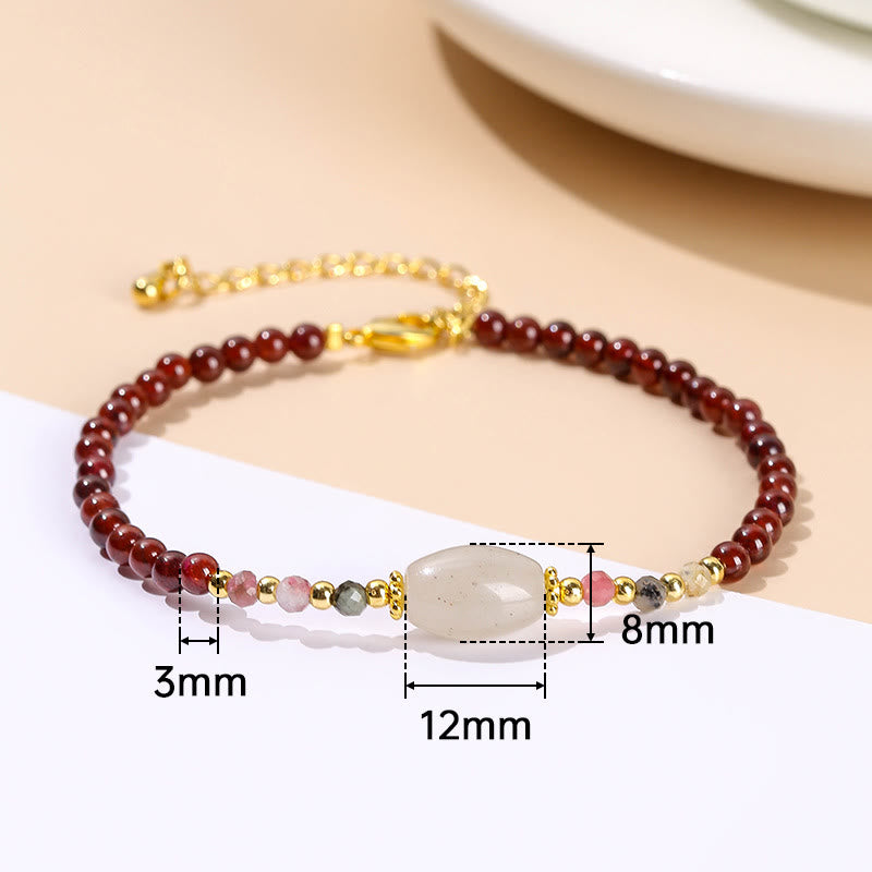 Pulsera Pasión con Cuentas de Turmalina y Jade Granate con Buddha Stones