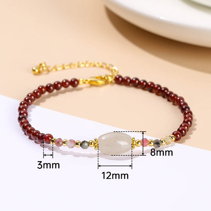 Pulsera Pasión con Cuentas de Turmalina y Jade Granate con Buddha Stones