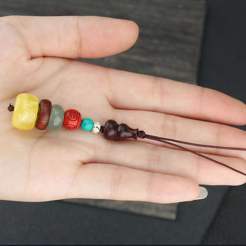 Calabaza de madera de ébano y sándalo verde, pagoda de siete capas, decoración positiva para colgar en el teléfono