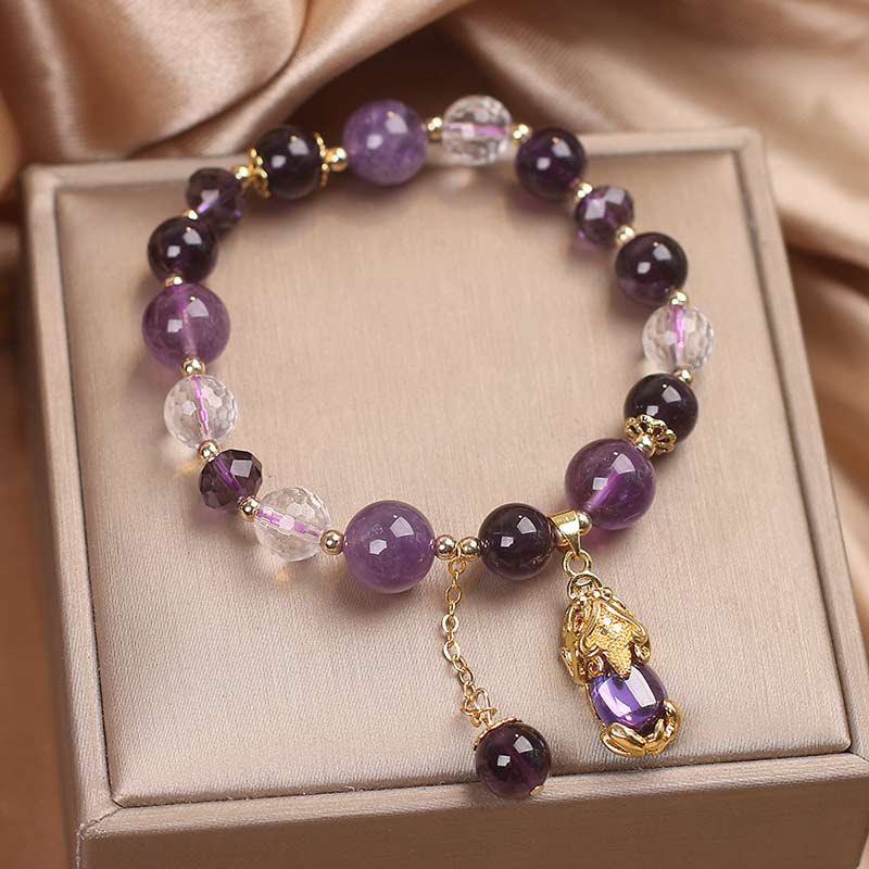 Pulsera curativa PiXiu de amatista natural con Buddha Stones