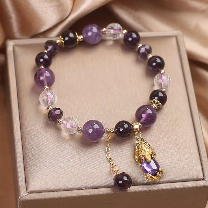 Pulsera curativa PiXiu de amatista natural con Buddha Stones