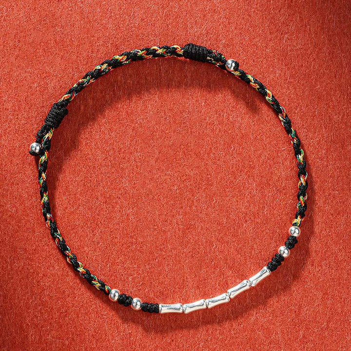 Pulsera de cuerda trenzada de protección de bambú multicolor hecha a mano con Buddha Stones Tíbet