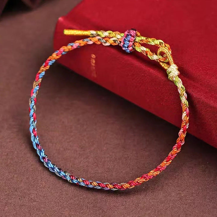 Pulsera para niño y adulto con Buddha Stones, hecha a mano, con cuerda colorida y suerte