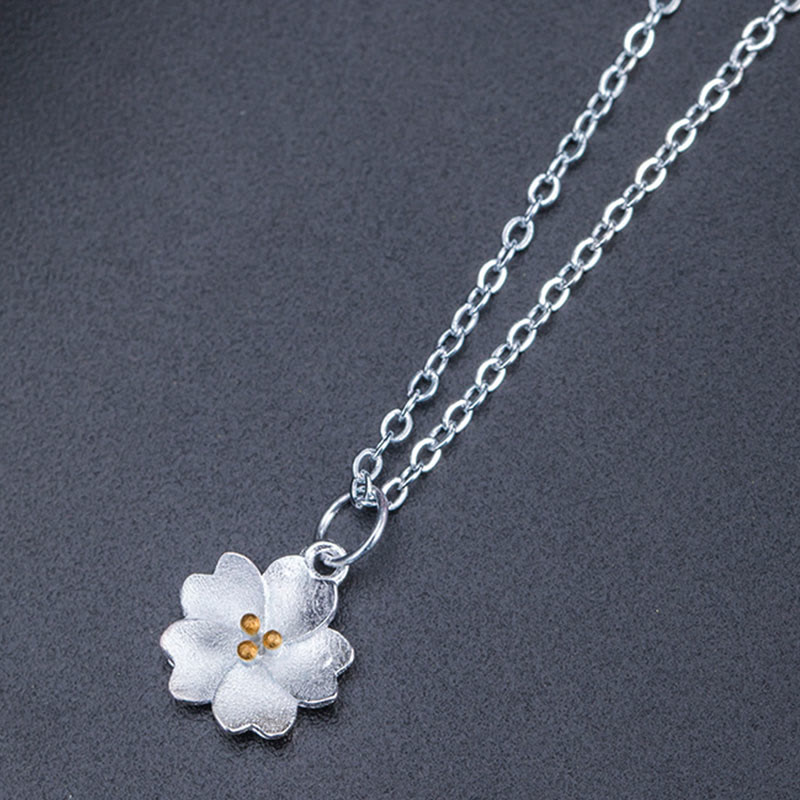 Colgante de plata de ley 925 con Buddha Stones , flor de cerezo, bendición de flores