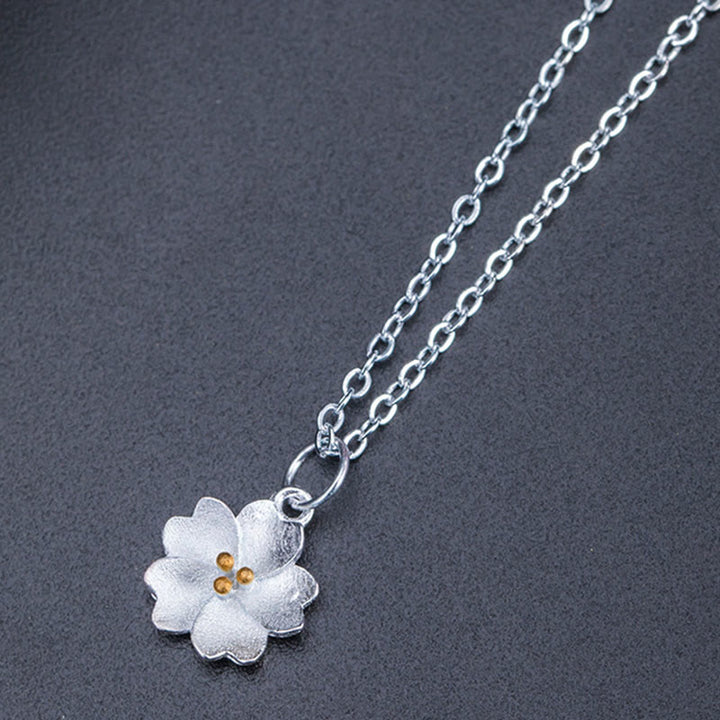 Colgante de plata de ley 925 con Buddha Stones , flor de cerezo, bendición de flores