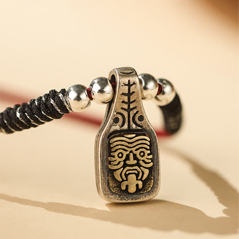 Collar con colgante de cuerda de protección de la diosa de la riqueza Zakiram de plata de ley 925 tibetana con Buddha Stones