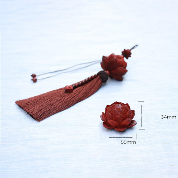 Buddha Stones tibetanas, hoja pequeña, sándalo rojo, loto, protección de la suerte, decoración de borlas