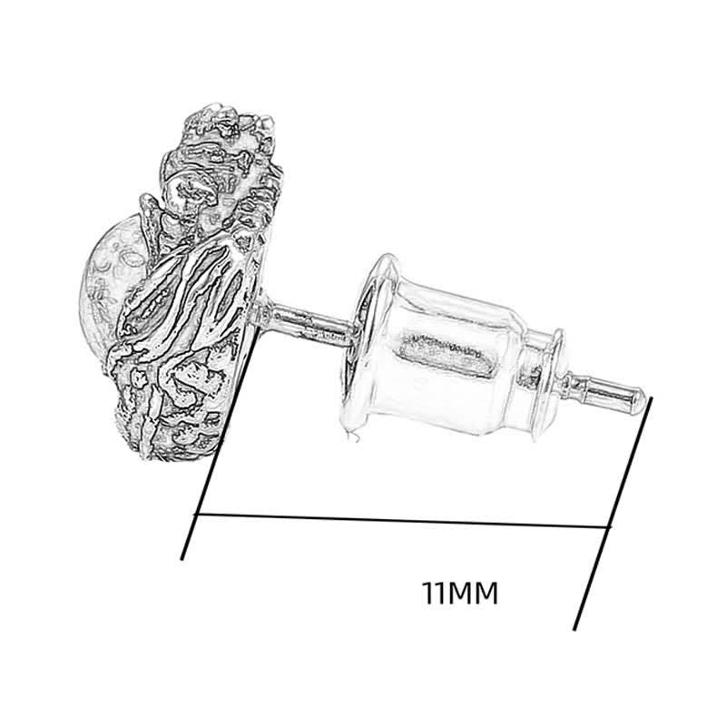 Pendientes de plata de ley 925 con Buddha Stones , diseño de dragón de ámbar natural