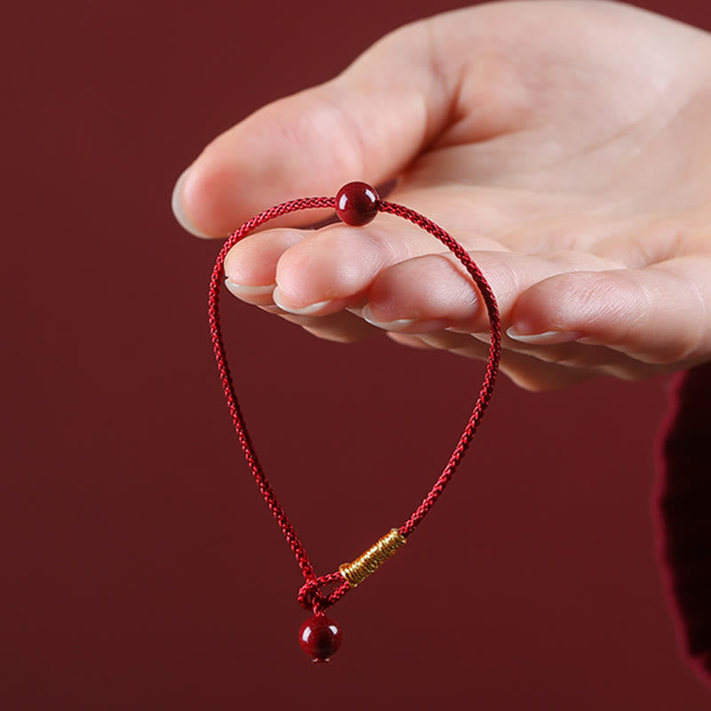 Pulsera de hilo rojo con bendición de ágata roja cinabrio natural con Buddha Stones