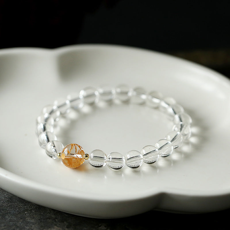 Pulsera de fuerza de dragón de ónix negro de cristal blanco de obsidiana negra natural con Buddha Stones
