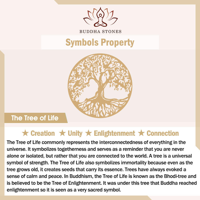 Pulsera elástica de aleación con diseño circular del Árbol de la Vida y Buddha Stones