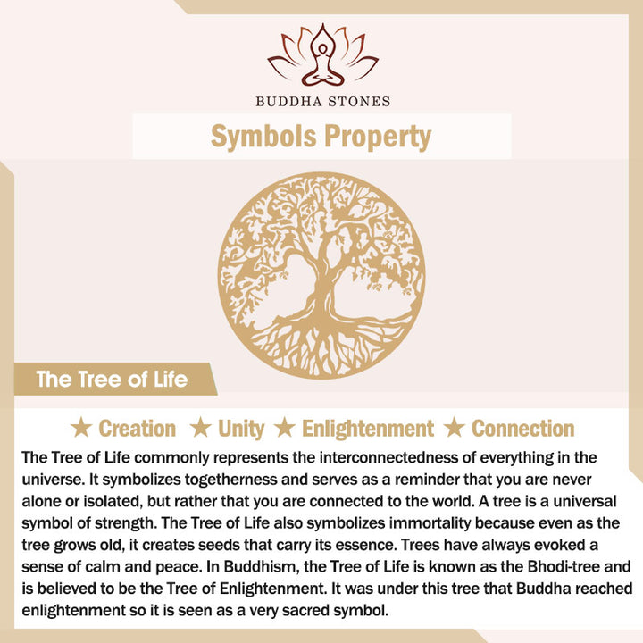 Pulsera elástica de aleación con diseño circular del Árbol de la Vida y Buddha Stones