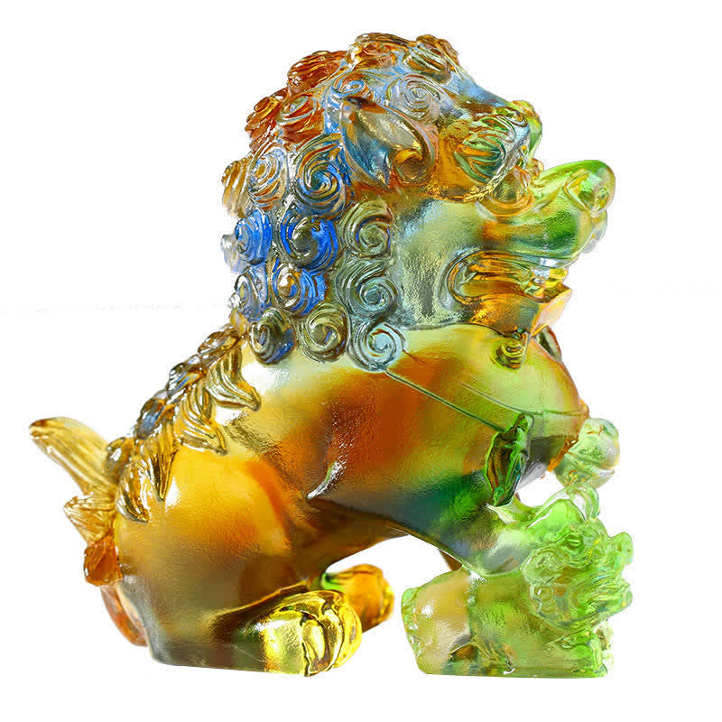 Pieza de arte de León de cristal Liuli hecha a mano, decoración para el hogar y la Oficina