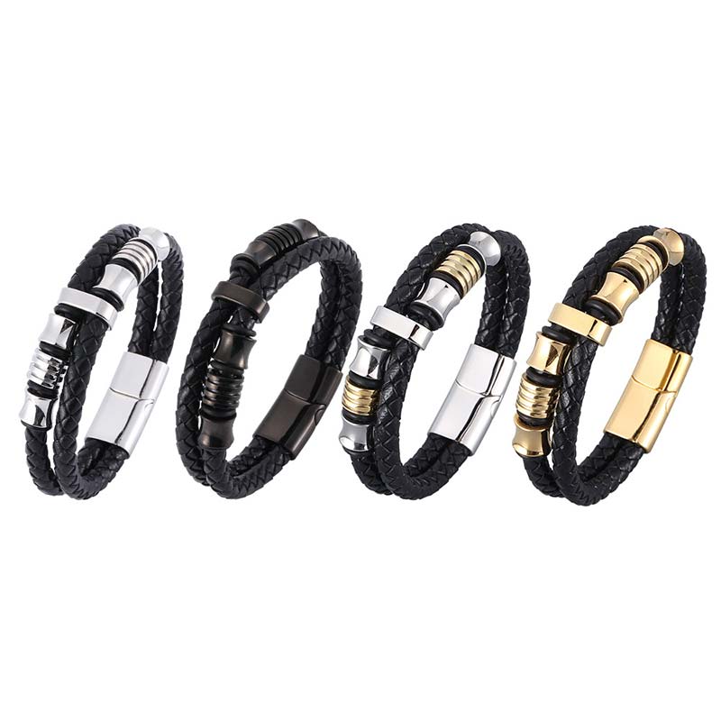 Pulsera Fortune con tejido de cuero en capas de Buddha Stones