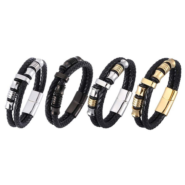 Pulsera Fortune con tejido de cuero en capas de Buddha Stones