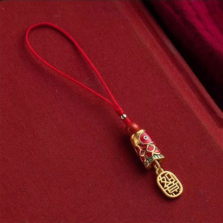 Buddha Stones, pez Koi, cinabrio que atrae la riqueza, deseo Ruyi, amuleto de suerte, decoración colgante para teléfono