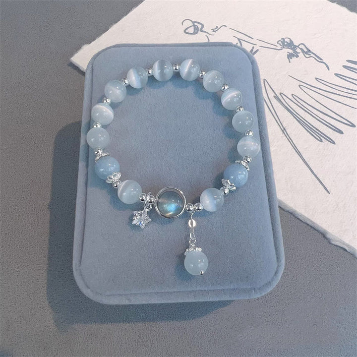 Pulsera de soporte con dije de estrella, mariposa, piedra lunar, ojo de gato, Buddha Stones