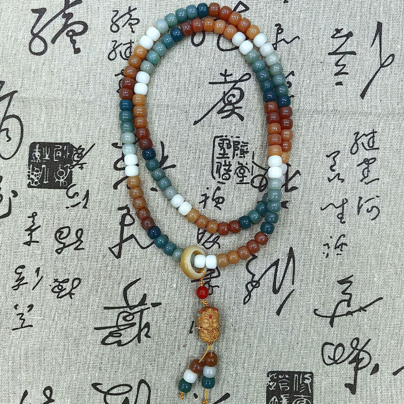 Buddha Stones 108 cuentas Mala gradiente semilla Bodhi Tara verde Buda grabado paz armonía pulsera