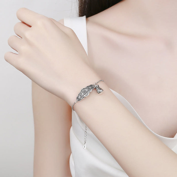Pulsera de riqueza con bolsa de dinero y monedas de cobre con Buddha Stones