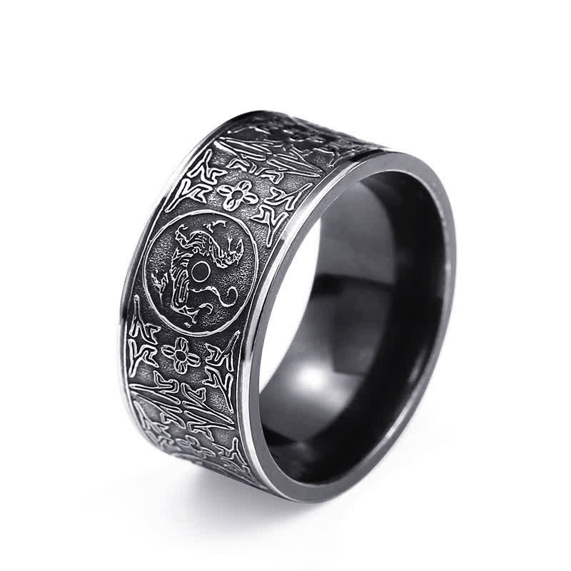Buddha Stones Cuatro Guardian Bestia Dragón Tigre Blanco Suzaku Basalto Tallado Éxito Suerte Anillo
